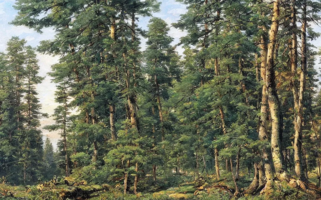 Prompt: a beautiful painting representative of the art style of ivan shishkin