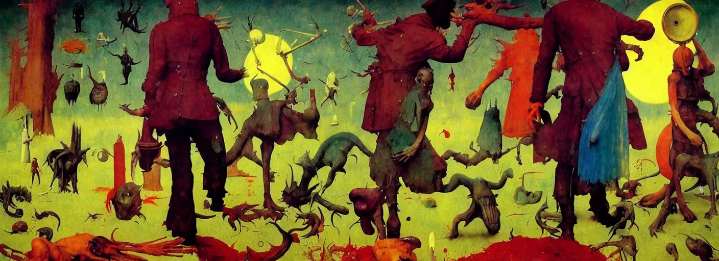 Image similar to full - body surreal colorful blood rpg character concept art anatomy, action pose, very coherent and colorful high contrast masterpiece by norman rockwell franz sedlacek hieronymus bosch dean ellis simon stalenhag rene magritte gediminas pranckevicius, dark shadows, sunny day, hard lighting, reference sheet white! background