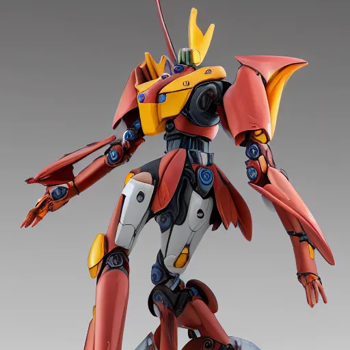 Image similar to futuristic nymphaea themed mecha waterlily upper body, flower sepal forming clawed hands, highly detailed, nymphaea, 8 k hd resolution, barbatos gundam with floral inlay, bandai box art, star wars, makoto kobayashi, frank gehry, raymond swanland