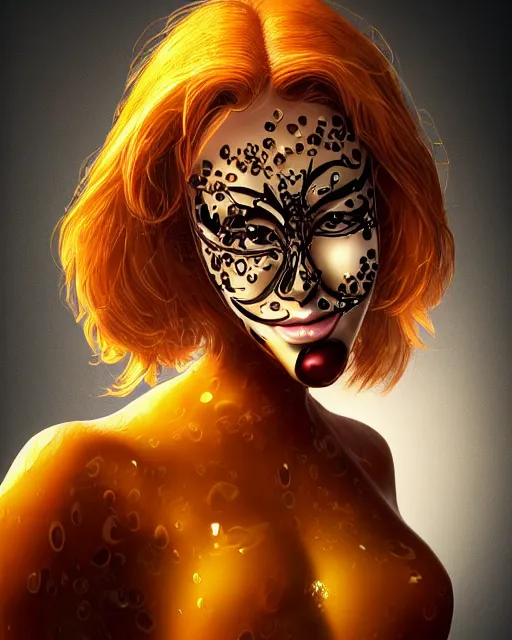 Image similar to beautiful anonymous as honey, made of honey, wearing honey - themed miniskirt, award winning creature portrait photography, extremely detailed, artstation, 8 k, sensual lighting, incredible art, wlop, artgerm, backlit, rim lighting, hi - fructose