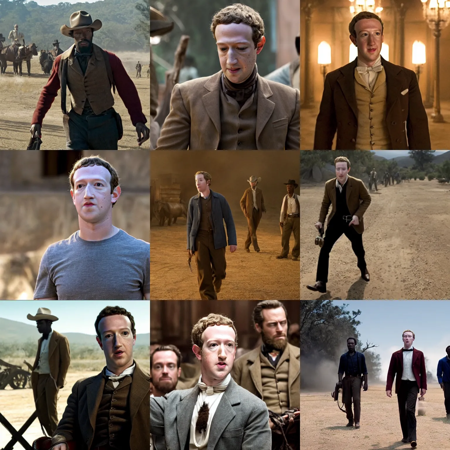 Prompt: Movie still of Mark Zuckerberg in Django Unchained