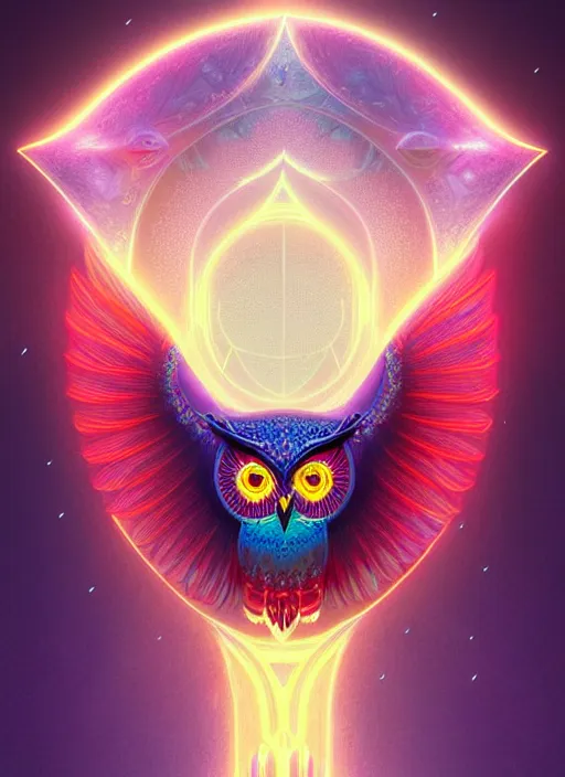 Prompt: symmetry!! product render poster vivid colors divine proportion owl, scifi, glowing fog intricate, elegant, highly detailed, digital painting, artstation, concept art, smooth, sharp focus, illustration, art by artgerm