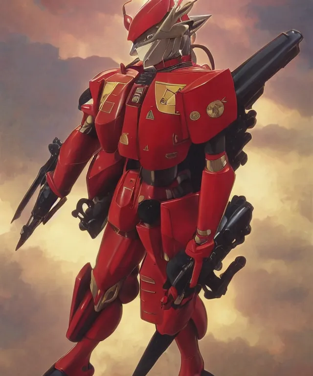Prompt: a stunning dynamic pose full body of char aznable, intricate, 8 k highly professionally detailed, hdr, cgsociety, dark fantasy, dynamic lighting, cinematic, pristine, smooth, cosplay, elegant, sharp focus, art by alphonse mucha and greg rutkowski, : 1 zaku, red comet, mobile suit, armor, : - 5