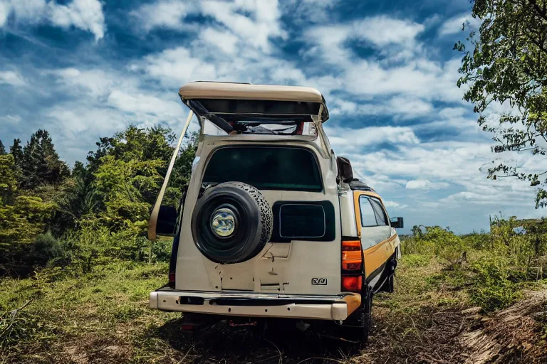 Prompt: 1990 Delica L300, (Sony a7R IV, symmetric balance, polarizing filter, Photolab, Lightroom, 4K, Dolby Vision, Photography Award)