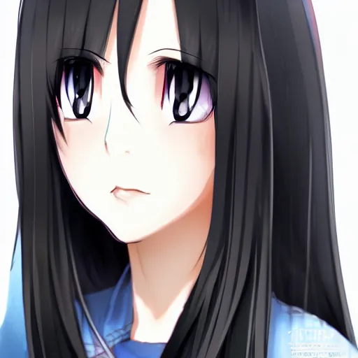 Image similar to full headshot portrait of a girl with long black hair, drawn by ATDAN, by Avetetsuya Studios, attractive character, colored sketch anime manga panel, trending on Pixiv