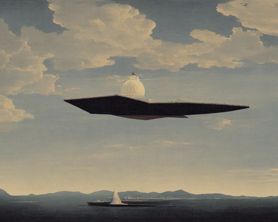 Image similar to dream! a star destroyer above the U.S. Capitol, trending on art station, by Hasui Kawase, Raphael, and Bernini.