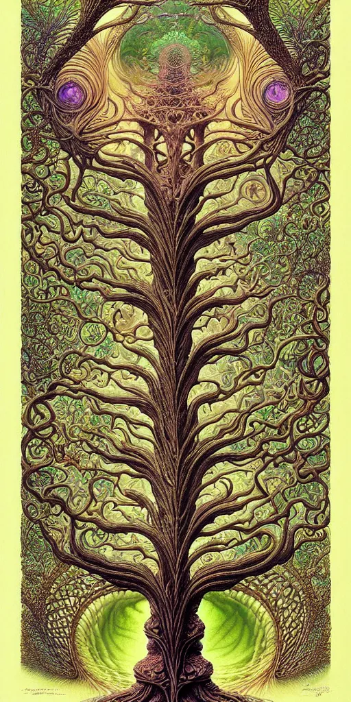 Image similar to tree of life by roger dean and andrew ferez, art forms of nature by ernst haeckel, divine chaos engine, symbolist, visionary, art nouveau, botanical fractal structures, organic, detailed, realistic, surreality