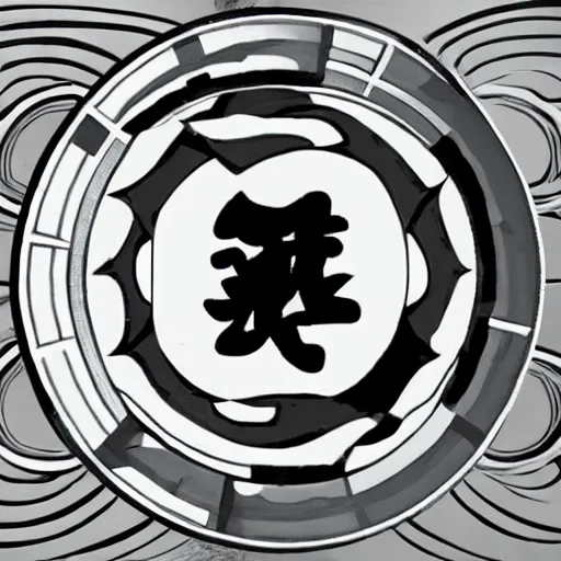 Prompt: A high-tech yin and yang bagua