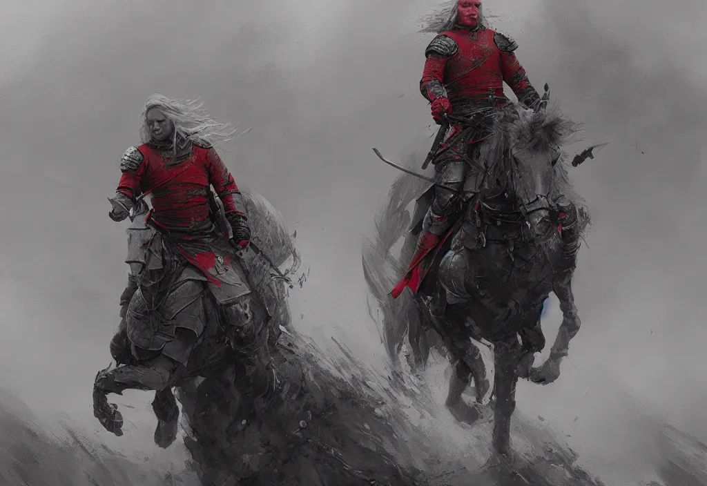 Image similar to rhaegar targaryen, artstation, jakub rozalski, high detail, dramatic lighting