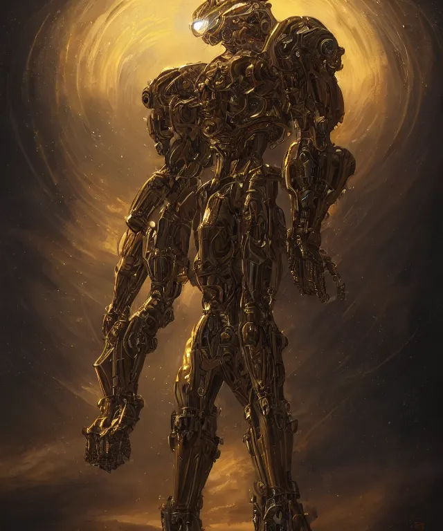 Prompt: a mech weretiger!!, subject centered in the frame, rule of thirds, golden ratio , scifi, intricate glowing mecha armor, elegant, highly detailed cybernetic body, flowing cloak, digital painting, artstation, concept art, smooth, sharp focus, illustration, art by Artgerm and moebius and Peter Mohrbacher