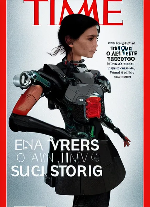 Image similar to TIME magazine cover, the coming AI singularity, 4k