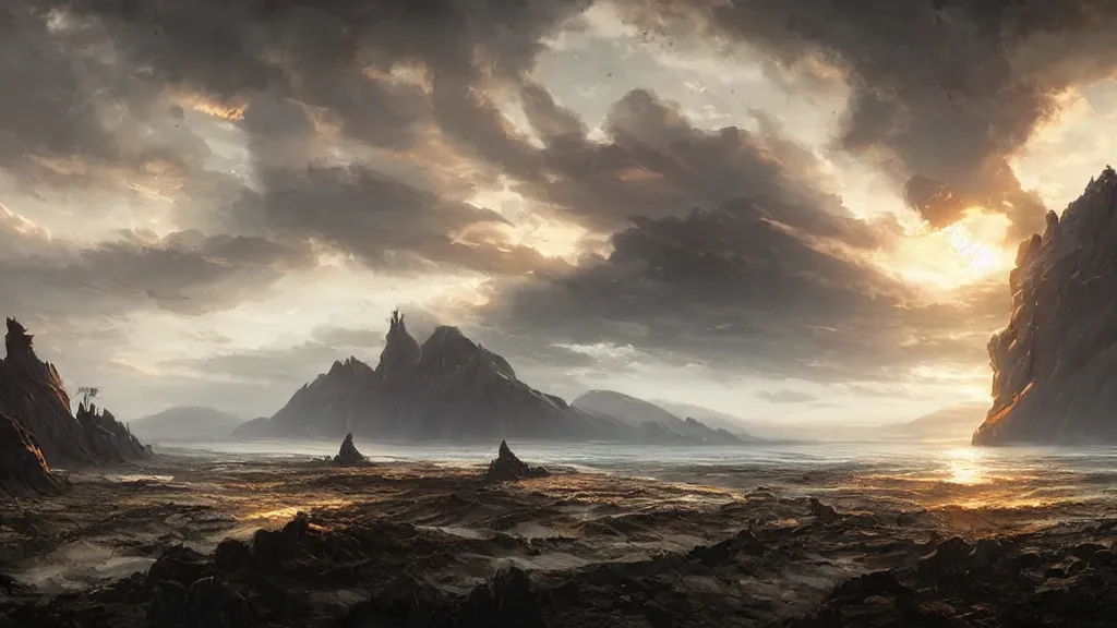 Image similar to the end of the world, epic landscape, cinematic by greg rutkowski and wlop