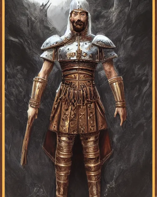 Image similar to ultrarealistic illustration of conquistador, symmetrical, by daniel zrom and evyn fong, detailed