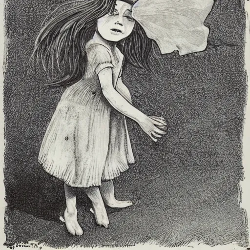 Image similar to girls portrait in limbo, wind kissed ( ( ( ( picture ) ) ) ), ashes, lament, by maurice sendak,