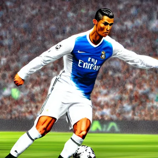 Prompt: cristiano ronaldo, by adrian wilkins