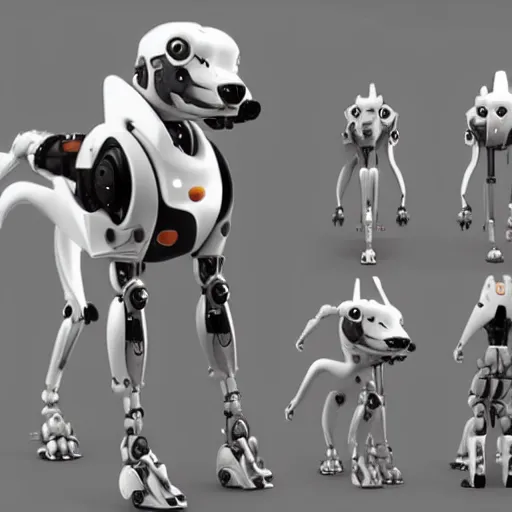 Image similar to robot dog design, render, art station trending