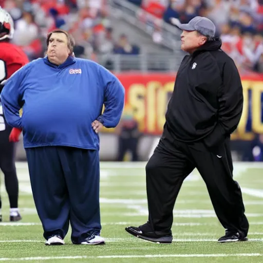 Prompt: a morbidly obese coach Belichick