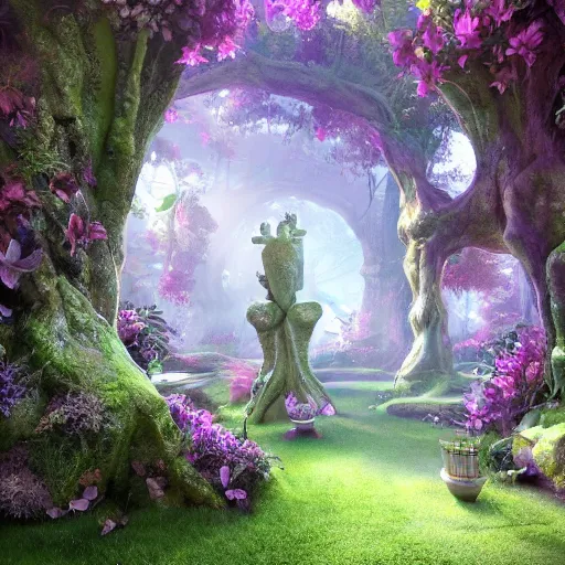 Image similar to ,inside a magical ethereal garden, highly detailed, 4k, HDR, award-winning, artstation, octane render