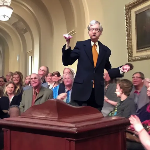 Prompt: senator mitch mcconnell as muppet giving a speech at the capitol