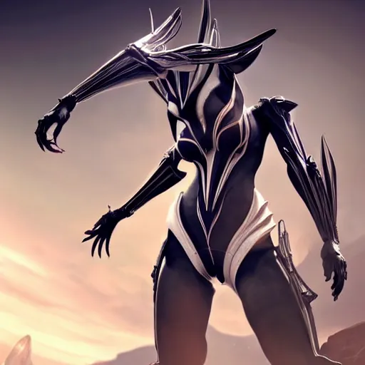 Image similar to beautiful and stunning giant female warframe, doing an elegant pose, looming over ant pov, pov looking up at from the ground, slick elegant design, sharp claws, detailed shot, feet and hands, highly detailed art, epic cinematic shot, realistic, professional digital art, high end digital art, DeviantArt, artstation, Furaffinity, 8k HD render, epic lighting, depth of field