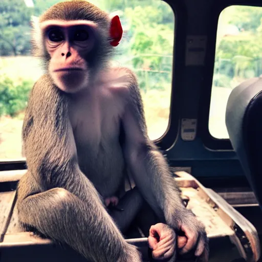 Prompt: monkey in bus