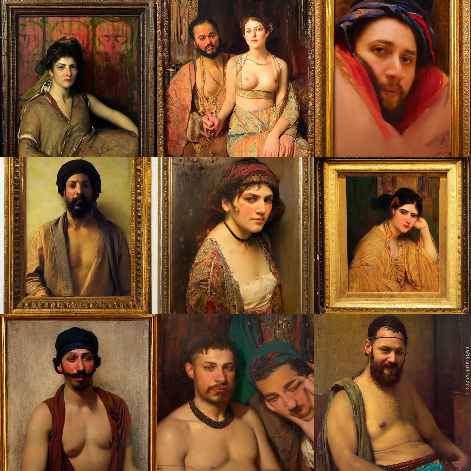 Prompt: orientalism sloppy drunk face portrait by Edwin Longsden Long and Theodore Ralli and Nasreddine Dinet and Adam Styka, masterful intricate art. Oil on canvas, excellent lighting, high detail 8k