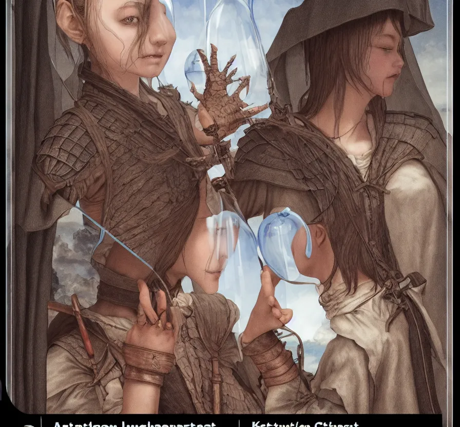 Prompt: a girl student is daydreaming about scary medieval european history, illustrated on transparent glass by katsuhiro otomo, yoshitaka amano, and artgerm. 3 d shadowing effect, 8 k resolution.