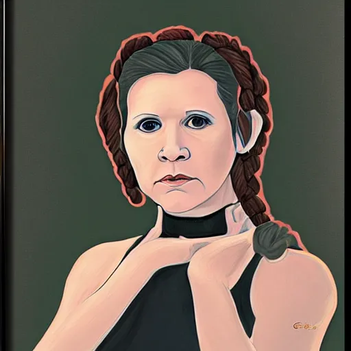 Image similar to portrait of young carrie fisher by greg ruthkowski