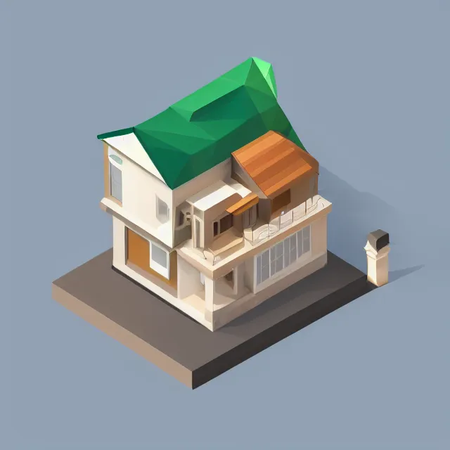 Prompt: isometric low poly house, architecture concept