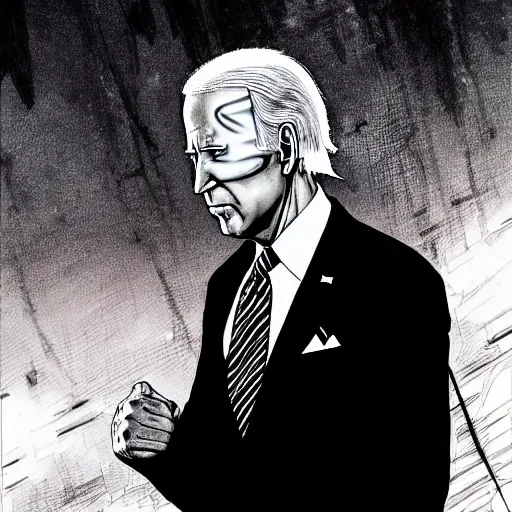 Image similar to Joe Biden looking sinister, by Tsutomu Nihei, highly detailed