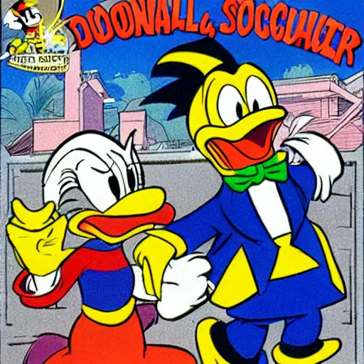 Image similar to A splash panel with Donald Duck and Scrooge mcDuck