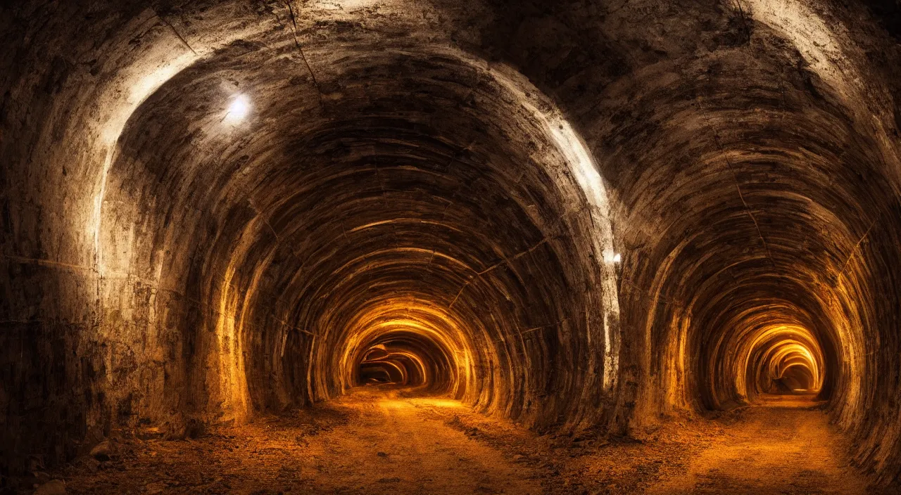 Prompt: tunnels through time illuminated by the universe, high octane, cinematic lighting 4 k