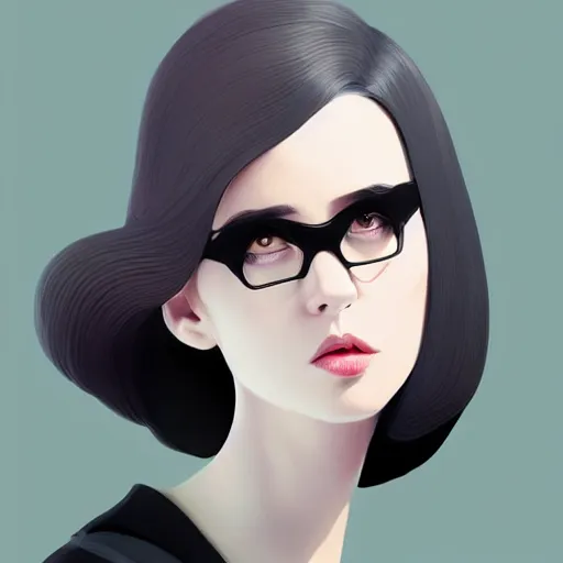 Prompt: aristocrat young female in black tuxedo, scornful, disdainful, muted colors, matte print, pastel colors, 2d, ultra highly detailed, smooth, sharp focus, digital art, digital painting, fan art, elegant, artstation, head is centered, by Ilya Kuvshinov