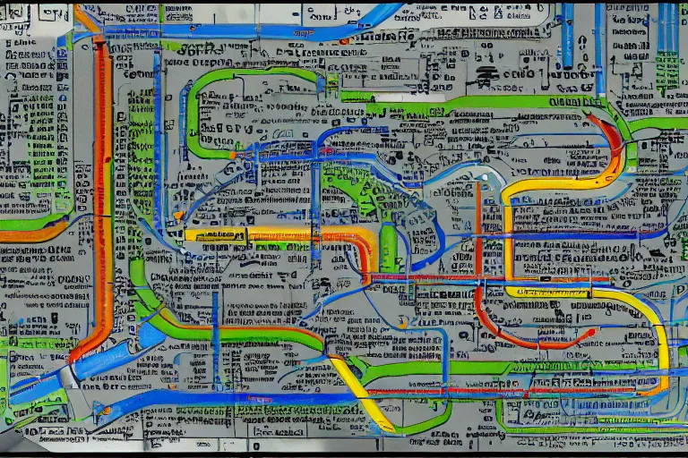 Image similar to dc metro map themed linux desktop environment, linux mint, computer wallpaper, in 1 9 9 5, y 2 k cybercore, industrial photography, still from a ridley scott movie