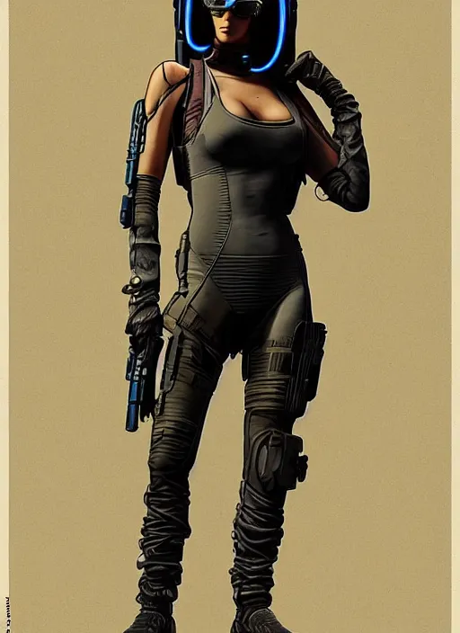 Prompt: cyberpunk mercenary in tactical gear and jumpsuit. portrait by stonehouse and mœbius and will eisner and gil elvgren and pixar. character design. realistic proportions. dystopian. cyberpunk 2 0 7 7, apex, blade runner 2 0 4 9 concept art. cel shading. attractive face. thick lines.