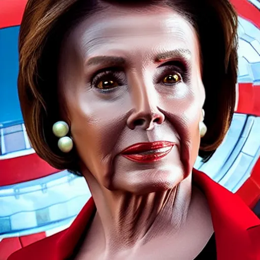 Image similar to Nancy Pelosi cast as Black Widow, still from marvel movie, hyperrealistic, 8k, Octane Render,