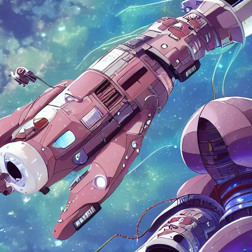 Image similar to Tardigrade shaped space ship in space, Hyper detailed, Anime, Gurren Lagan, 4k, Illustration