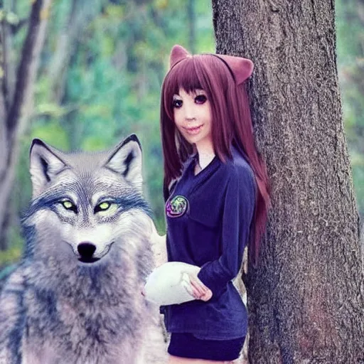 Image similar to cute anime wolf girl