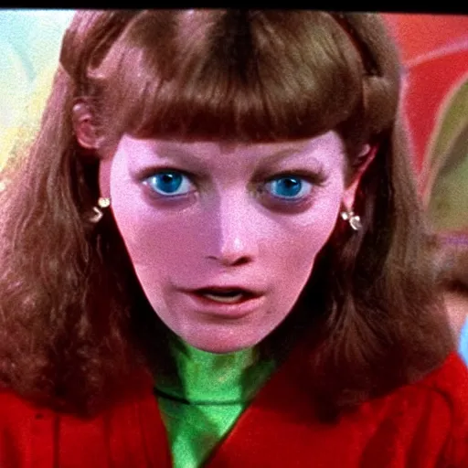 Prompt: still from 1978 live-action children's tv show about a woman who enters an eyeball cult color