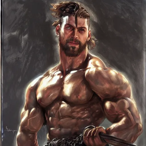 Prompt: handsome portrait of a spartan guy bodybuilder posing, radiant light, caustics, war hero, metal gear solid, by gaston bussiere, steel ball run cover art