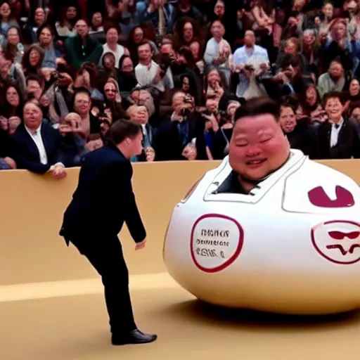 Image similar to elon musk in sumo fight