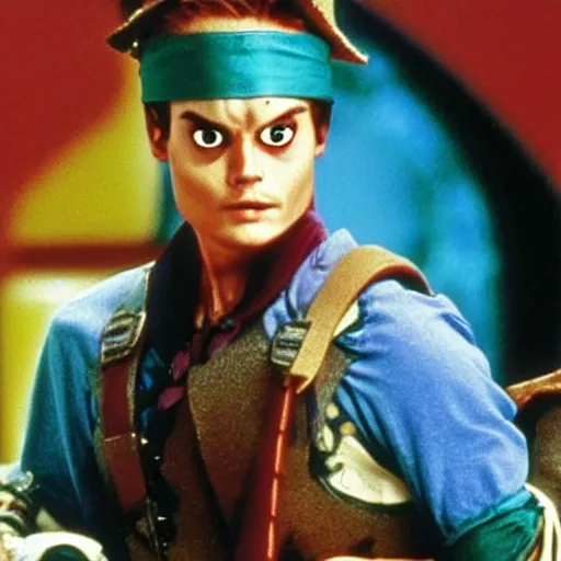 Image similar to johny depp as turtle in nineties teenage mutant ninja turtles tv show, cartoon