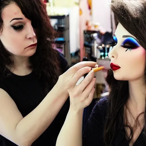 Image similar to cute dragons putting makeup on eachothers