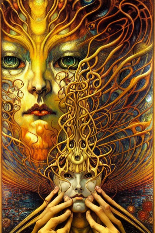 Image similar to Divine Chaos Engine by Karol Bak, Jean Delville, William Blake, Gustav Klimt, and Vincent Van Gogh, symbolist, visionary