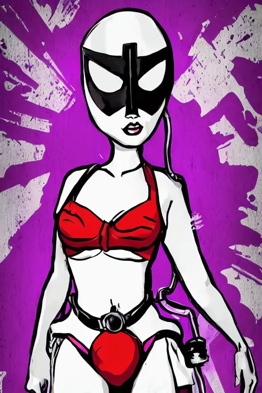 Image similar to masked girl protest liberation, cleanest posse, cleanest image without duplication, justify, parallel content, hyperrealistic anatomy body content, violet polsangi pop art, gta chinatown wars art style, sharp focus, bioshock infinite art style, incrinate, dynamic stretching, rgba color, white frame, content balance proportion