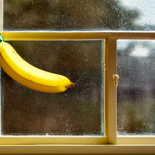 Image similar to a banana shooting through a window