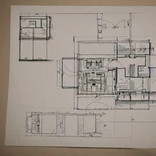 Image similar to floor and lighting plans, sketches, blueprints, realistic, 8 k,