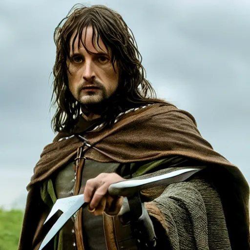 Prompt: Ewen McGreggor as Aragorn