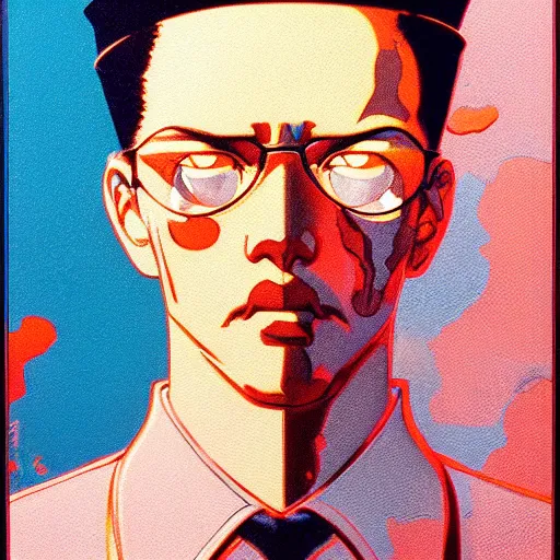 Image similar to prompt : soviet doomer portrait soft light painted by james jean and katsuhiro otomo and erik jones, inspired by akira anime, smooth face feature, intricate oil painting, high detail illustration, sharp high detail, manga and anime 1 9 9 9