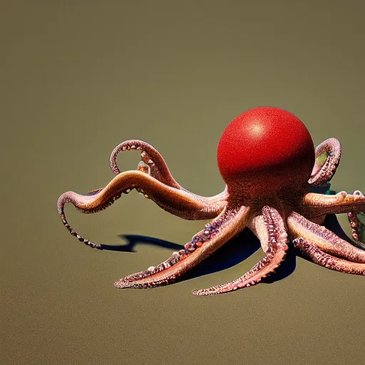 Image similar to octopus wrestling with a sphere, 5 5 mm